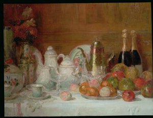 Still Life with Fruit and Champagne Bottles